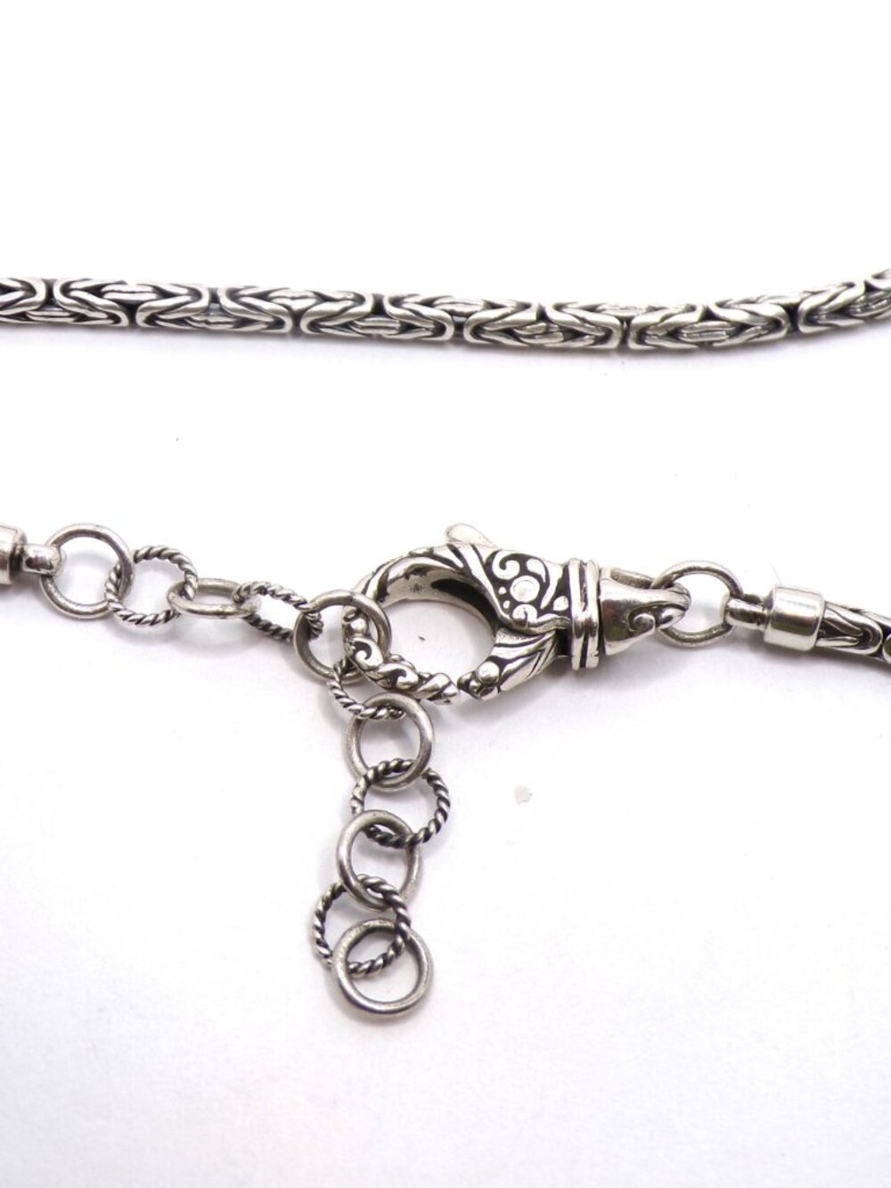 925 Sterling Silver & 18K Gold Accents Byzantine Statement Necklace - Picture 4 of 11
